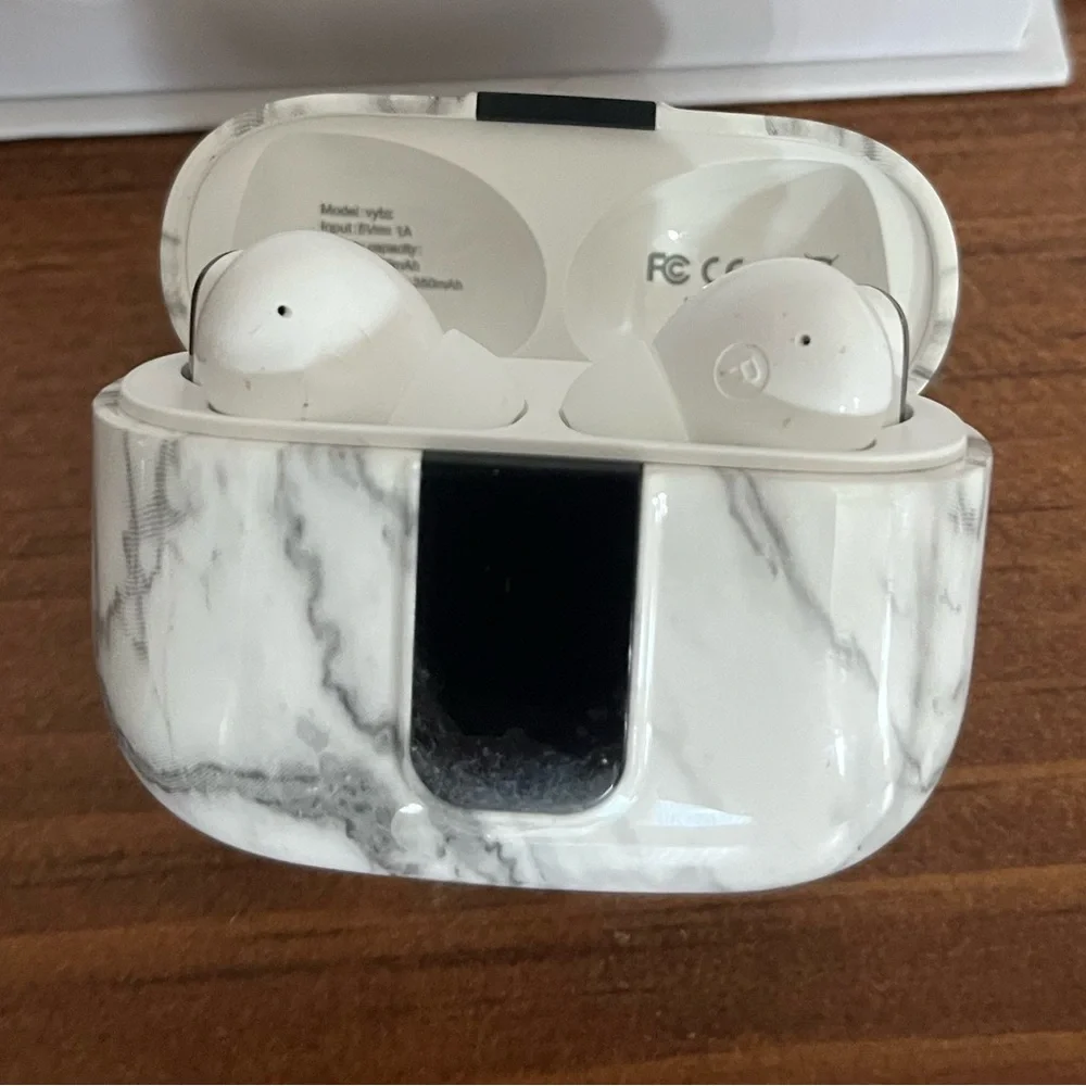 Vybz Wireless Earbuds - White Marble